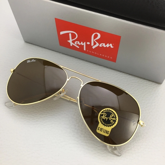 LIKE NEW RayBan Aviator RB3025 Brown Lenses Ray ban Sunglasses - Picture 2 of 13
